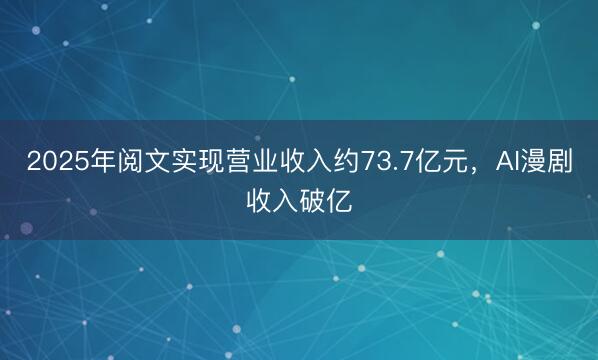 2025年阅文实现营业收入约73.7亿元，AI漫剧收入破亿