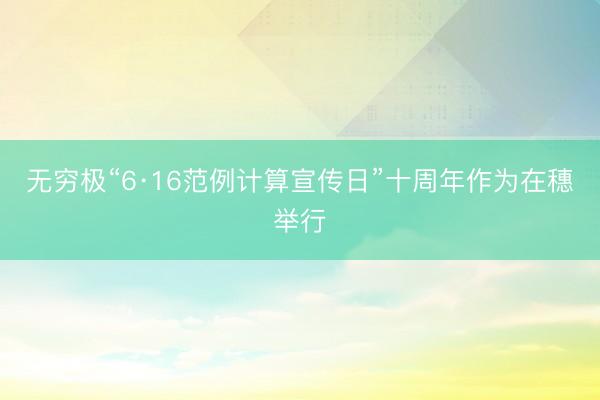 无穷极“6·16范例计算宣传日”十周年作为在穗举行